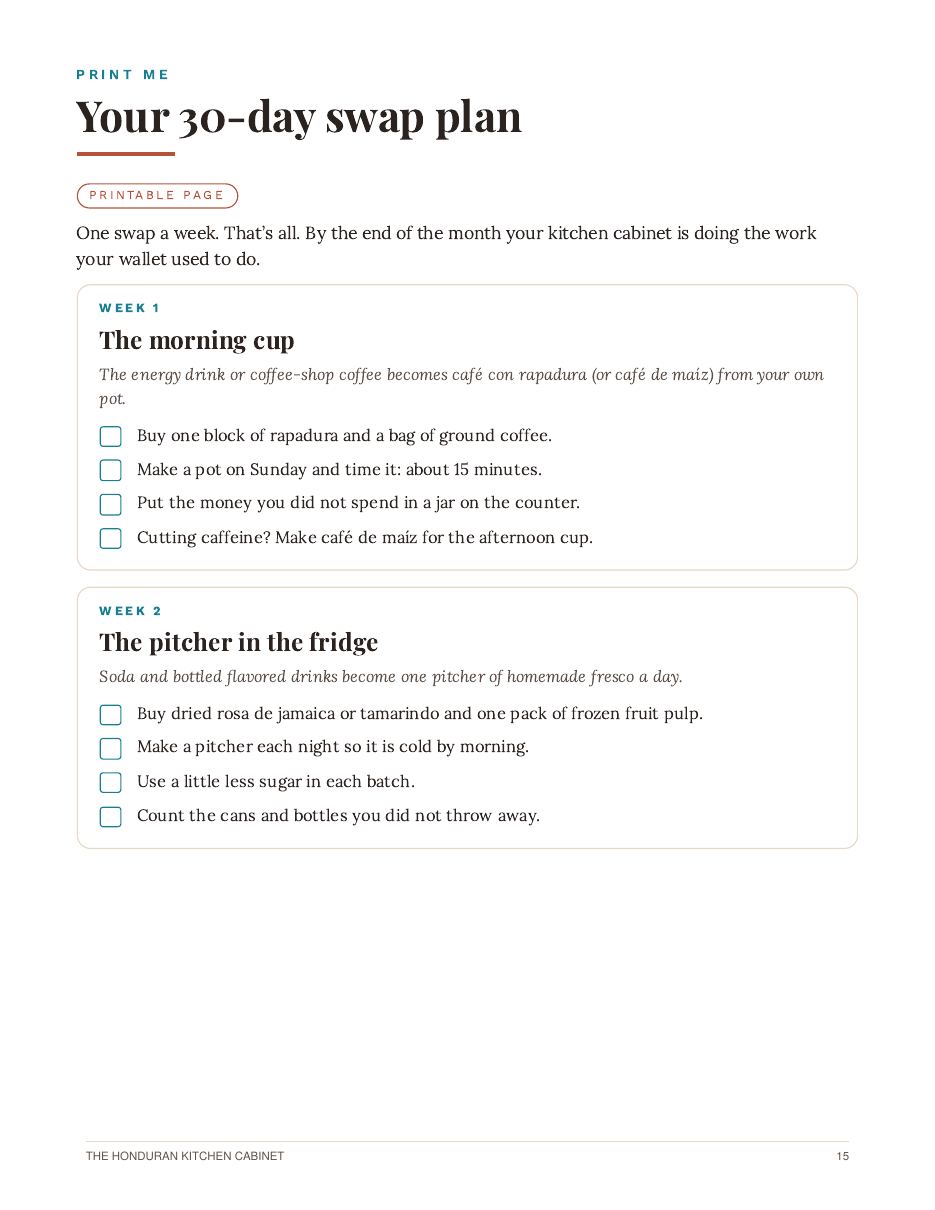 Page 15: 30-day swap plan