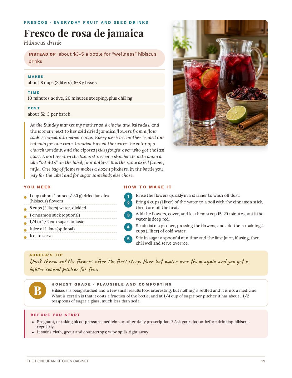 Page 19: Fresco de rosa de jamaica recipe with photo
